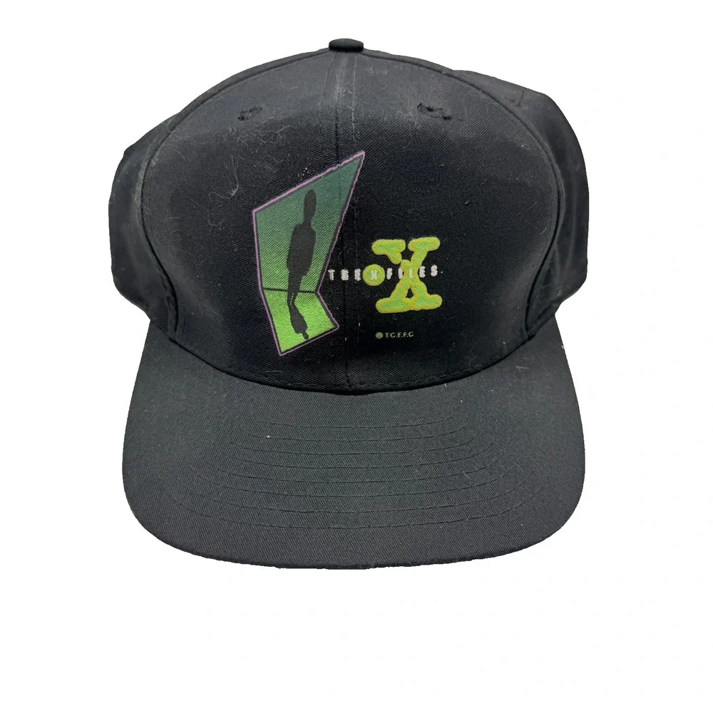 Vintage The X-Files Snapback Hat Cap 90s Television TV Show Alien Black